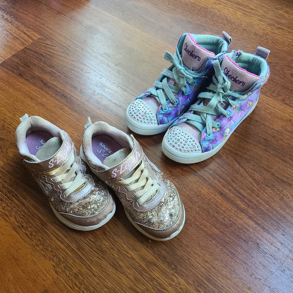 Lot of 2 Skechers sneakers Size 13 Girl lighted up